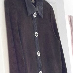 Leather+Knit+Suede brown jacket and sweater